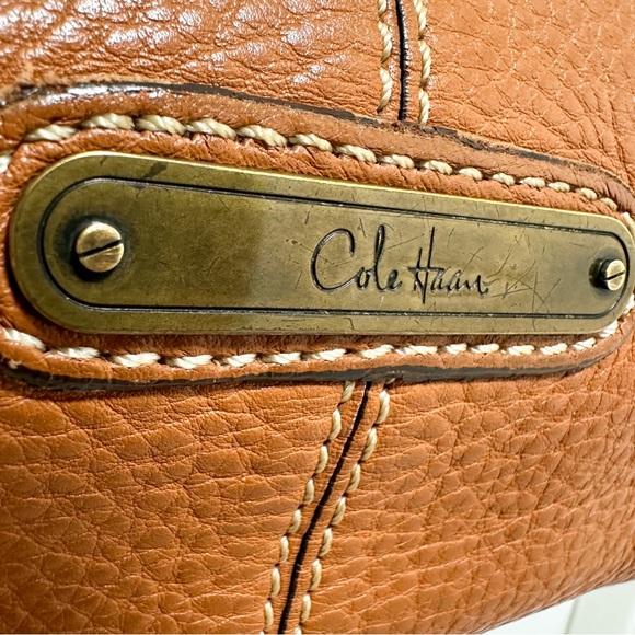 Cole Haan Pebbled Leather Pleated Hobo Camel Brown Large Vintage - Picture 11 of 13